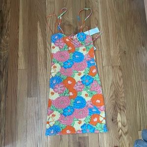 Tropical floral design dress multi colored
